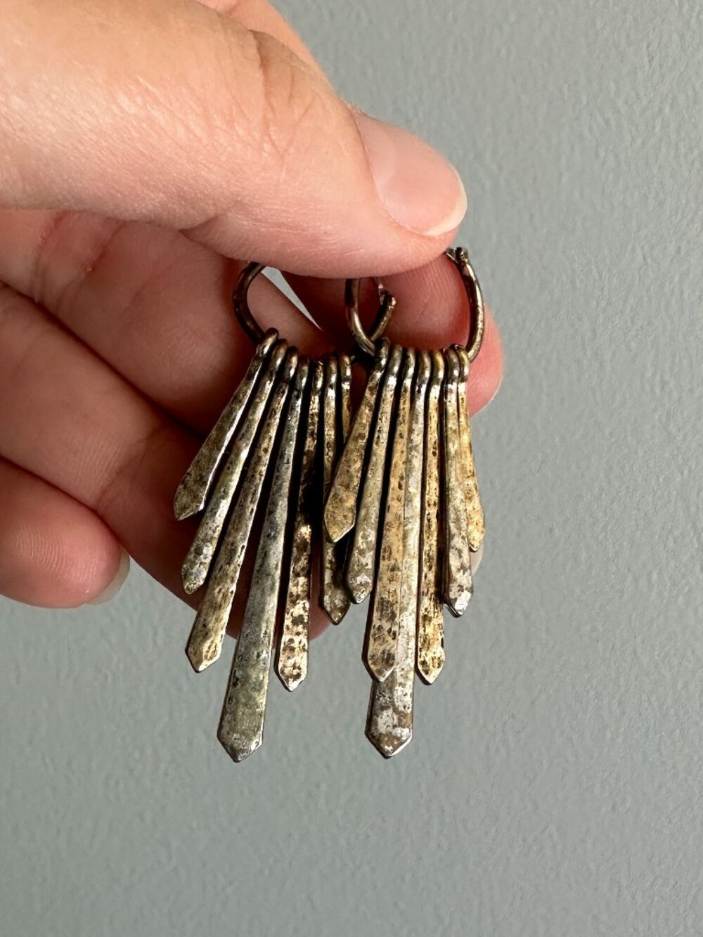 Gold Tone Hoop Earrings with Dangling Charms